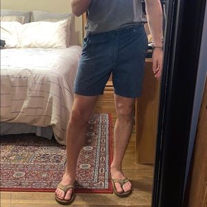 Blue stretch chino shorts 7” inseam